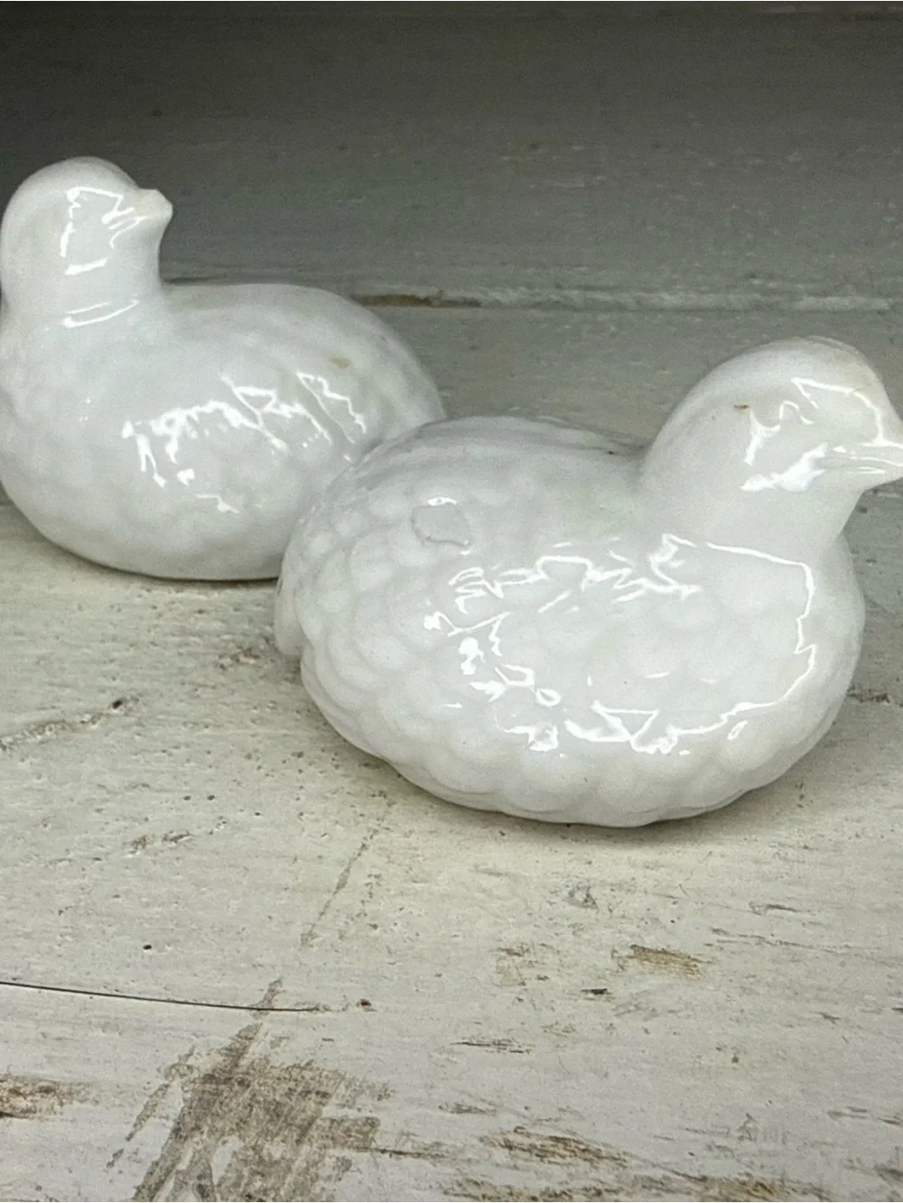 VTG Set of 4 Napcoware White Quail Figurines C9323 Import Japan Ceramic Birds